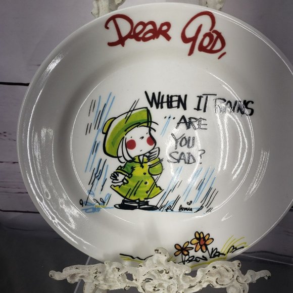 Royal Norfolk Dear God Porcelain Plate And Saucer‎ When It Rains Are You Sad - Picture 5 of 11